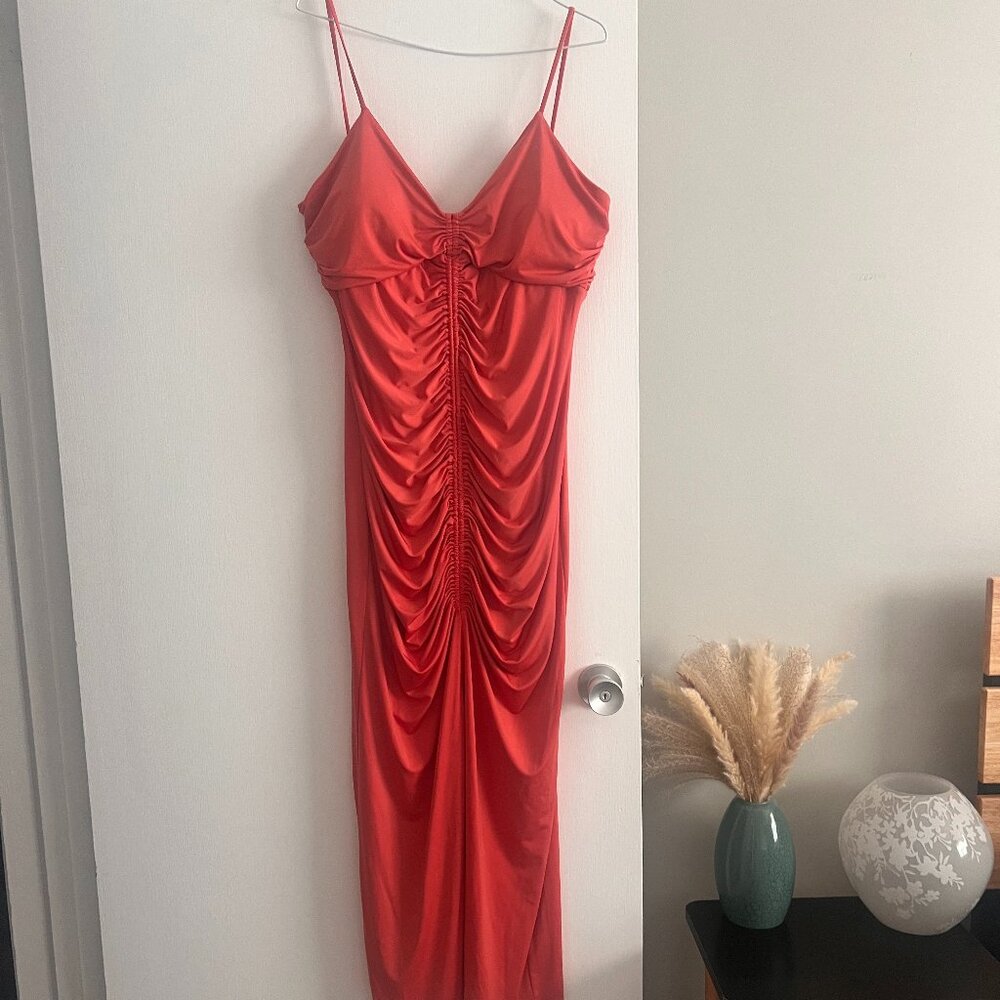 Express fuchsia hot pink ruched dress